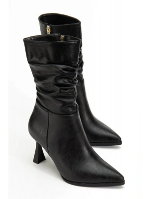 Marta Sivri Burun Körüklü Yandan Fermuarlı Kadeh Topuklu