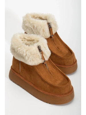 Silva Önden Fermuarlı Kürk Astarlı Kalın Taban Rahat Kadın Bot