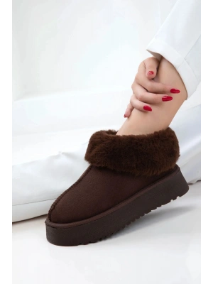 Alice Kahverengi Kadın İç Ve Dışı Kürklü Kalın Taban Ayakkabı