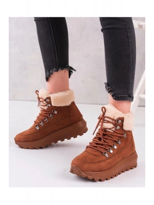 Melina İçi Kürklü Kalın Taban Bağcıklı Soğuğa Dayanıklı Kadın Bot