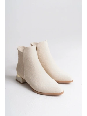 Ilena Metal Topuk ve Doku Detaylı Fermuarlı Şık Kadın Bot