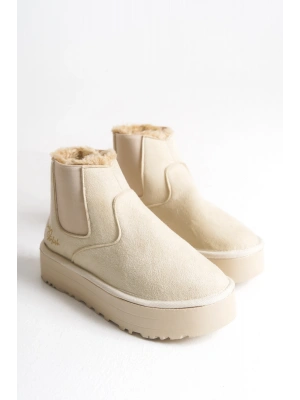 Reneta İçi Kürklü Kalın Taban Yandan Lastikli Rahat Kadın Bot