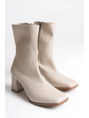 Erika Küt Burunlu Kalın Topuklu Streç Bot