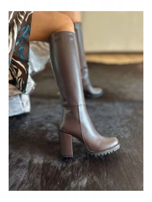 Fermuarlı Paltform Topuklu (8 Cm) Günlük Tarz Çizme