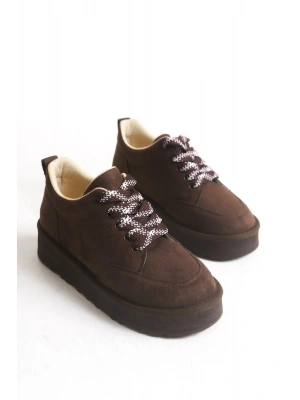 Nora Günlük Bağcıklı Kalın Taban Süet Ayakkabı