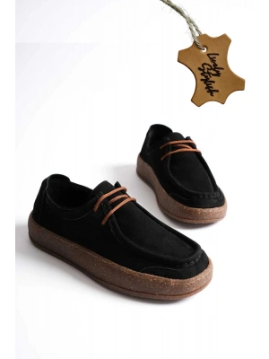 Vita Hakiki Deri Nubuk Comfort Taban Bağcıklı Günlük Ayakkabı Elde Yapım