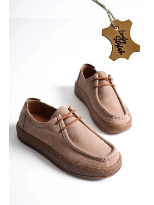 Vita Hakiki Deri Nubuk Comfort Taban Bağcıklı Günlük Ayakkabı Elde Yapım