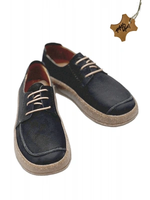 Dora Hakiki Deri Nubuk Comfort Taban Bağcıklı Günlük Kadın Ayakkabı Elde Yapım