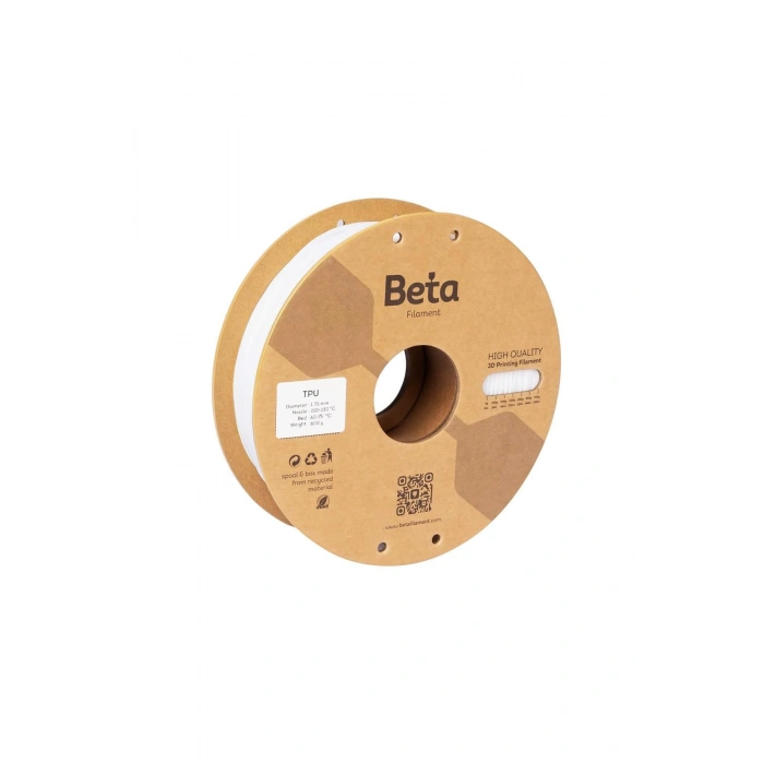 Beta TPU 95A White Filament 1.75mm 800 Gr.