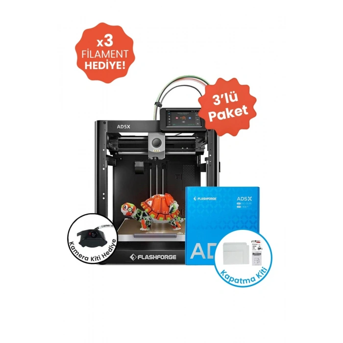 FLASHFORGE Adventurer 5X & Enclosed Kit Bundle (Kamera Hediyeli)