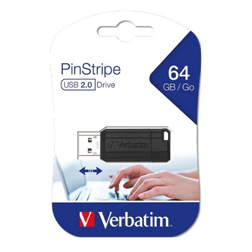 Verbatim PinStripe 64GB USB 2.0 Çek-İt Kızak Özellikli Flash Bellek