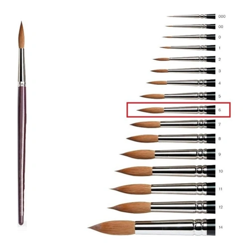 Samur Fırça Sulu Boya Extra Kalem Midilli Kıl 06