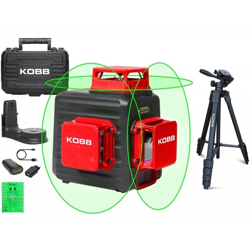 Kobb Kbl34gtp 40 Metre Profesyonel Li-ion Şarjlı 3x360⁰ Otomatik Hizalamalı Yeşil Çapraz Çizgi Lazer Distomat+tripod