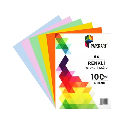 A4 Renkli Fotokopi Kağıdı 5 Renk 100 Lü