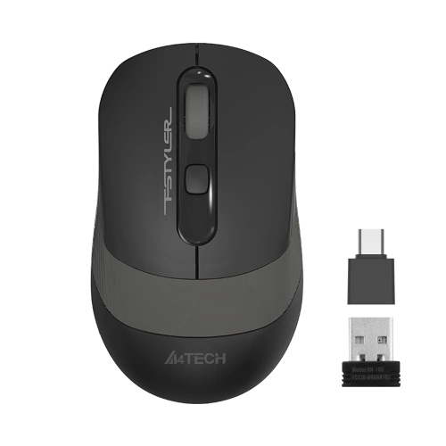A4 Tech Fg10cs Aır2, Grey, Sılent, Fstyler, 2,4ghz Kablosuz, Usb-c Den Şarj Edilebilir, Optik Mouse, 10-15metre, 4 Buton, Nano Alıcı