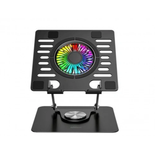 Addison Ad-rc36 Steely 360 Derece Dönebilen Fanlı Rgb Işıklı Ayarlanabilir Siyah Metal Laptop Stand