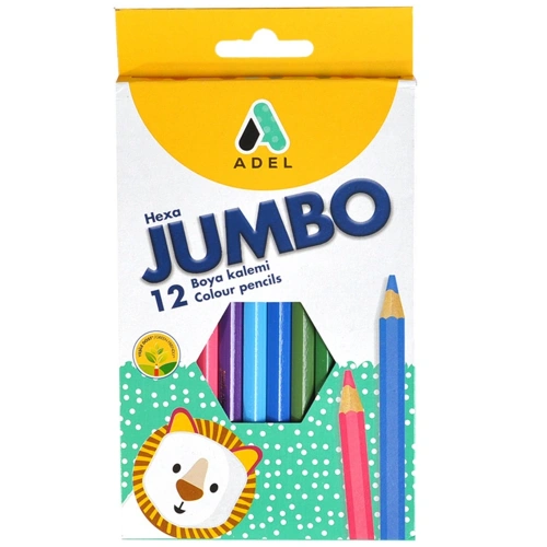 Adel Kuru Boya Jumbo Hexa Tam Boy 12 Renk 2119 510001