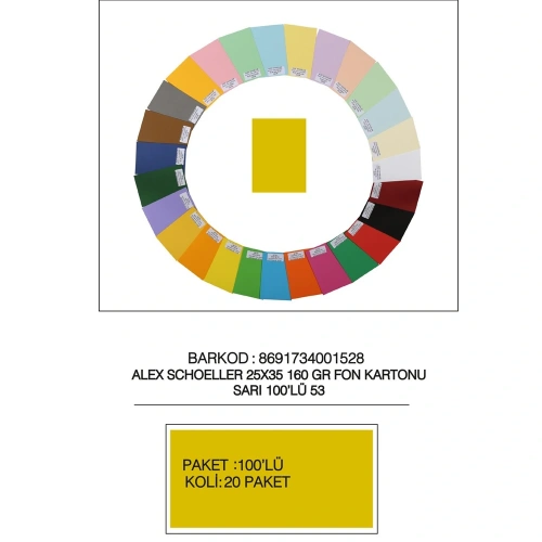 Alex Schoeller Fon Kartonu 160 Gr 25x35 53 Sarı
