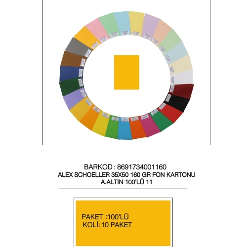 Alex Schoeller Fon Kartonu 160 GR 35x50 11 Açık Altın