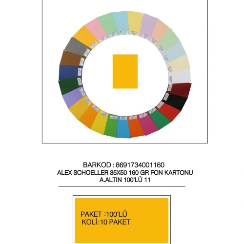 Alex Schoeller Fon Kartonu 160 Gr 35x50 11 Açık Altın