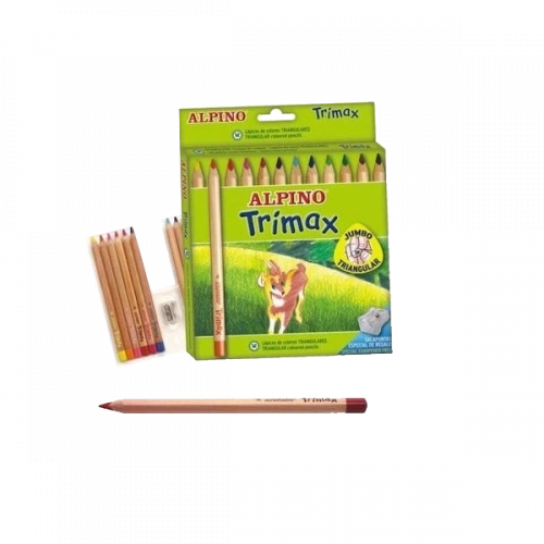 Alpino Kuru Boya Trimax Karton Kutu Jumbo Tam Boy Üçgen 12 Li Al000113