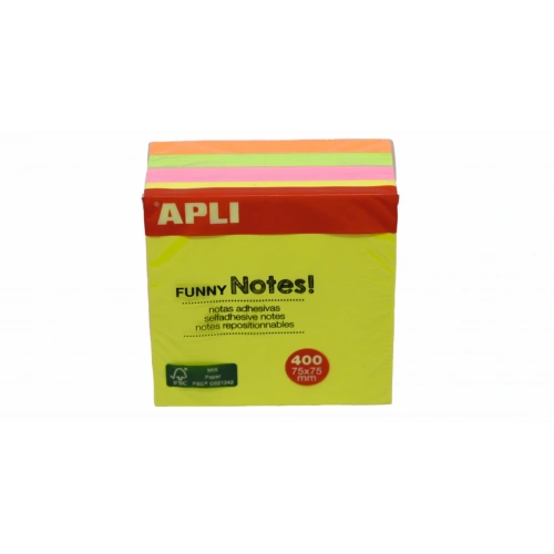 Apli Yapışkanlı Not Kağıdı 4 Renk Funny 400 Yp 75x75 Neon Küp 10974