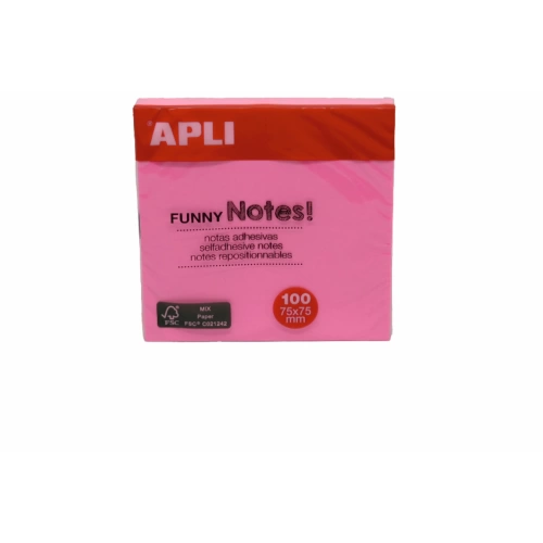 Apli Yapışkanlı Not Kağıdı Pembe Funny 100 YP 75x75 11898