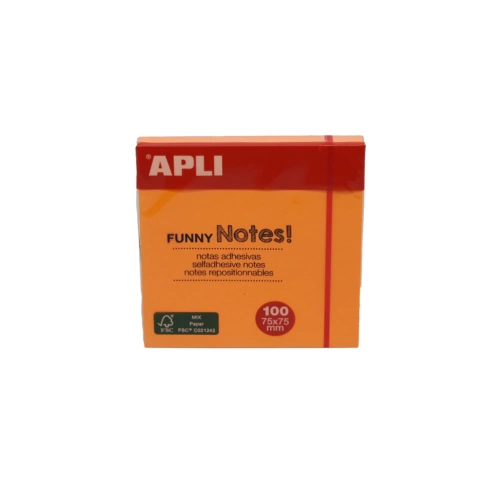 Apli Yapışkanlı Not Kağıdı Turuncu Funny 100 YP 75x75 11900