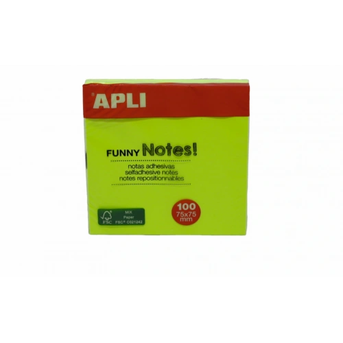 Apli Yapışkanlı Not Kağıdı Yeşil Funny 100 Yp 75x75 11899