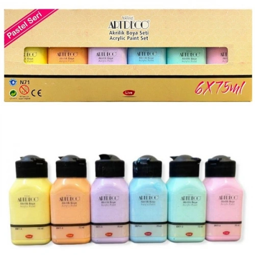 Artdeco Akrilik Boya 6x75 Ml Set Pastel Renkler Lv-y-070ı-as2