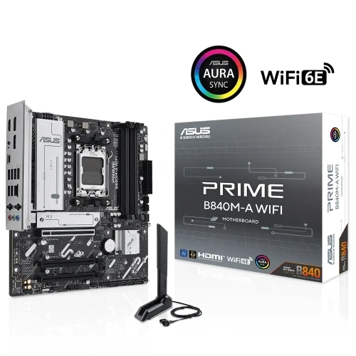 Asus Prıme B840m-a Wıfı, 4xddr5, 3x M.2, Hdmı, 2x Dp, Type-c, Wı-fı 6e, Bluetooth 5.3, Am5 Soket Gamıng Anakart