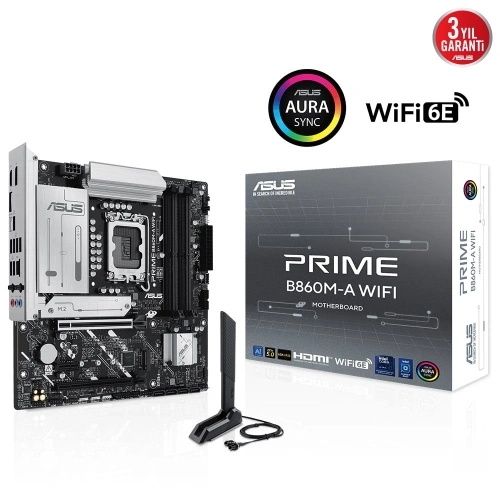 Asus Prıme B860m-a Wıfı, 4xddr5 2x M.2, Hdmı, 2xdp, Wi-fi 6e, Bluetooth V5.3, Type-c, Intel Core Ultra Cpu(seri 2), Lga1851 Soket Anakart