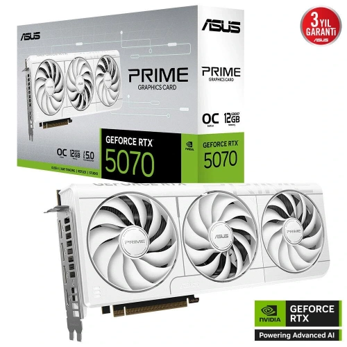 Asus Prıme Geforce Rtx5070 12gb Oc White Edition Prıme-rtx5070-o12g-whıte Gddr7 192bit Ekran Kartı