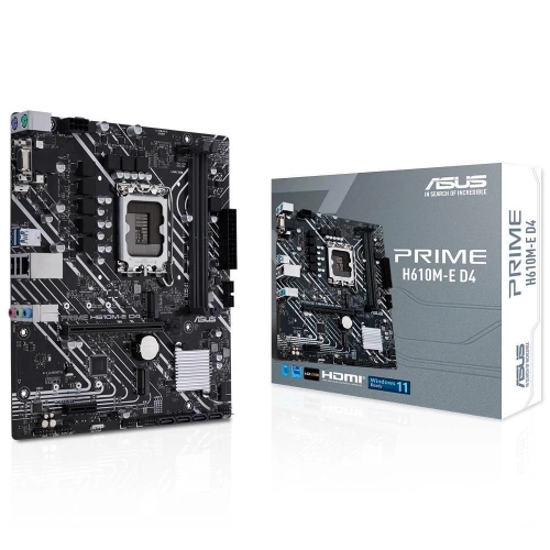 ASUS PRIME H610M-E D4-CSM, 2xDDR4, 2x M.2, D-SUB, HDMI, DP, 12-13.14.Nesil, LGA1700 Soket, Anakart