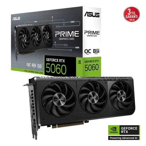 ASUS PRIME-RTX5060-O8G, 8Gb, 128Bit, GDDR7, 1xHDMI, 3xDP GAMING Ekran Kartı