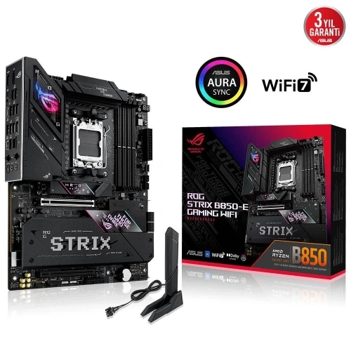 ASUS ROG STRIX B850-E GAMING WIFI, 4xDDR5, 5x M2, HDMI, DP, 2xType-C, Wi-Fi 7, Bluetooth v5.4, AM5 Soket GAMING Anakart