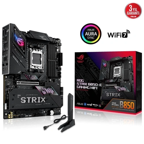 Asus Rog Strıx B850-e Gamıng Wıfı, 4xddr5, 5x M2, Hdmı, Dp, 2xtype-c, Wi-fi 7, Bluetooth V5.4, Am5 Soket Gamıng Anakart