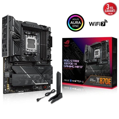 Asus Rog Strıx X870e-h Gamıng Wıfı7, 4xddr5, 4xm.2, Dp, Hdmı, Type-c, Pcıe 5.0, Wi-fi 7, Bluetooth V5.4, Am5 Soket Gamıng Anakart
