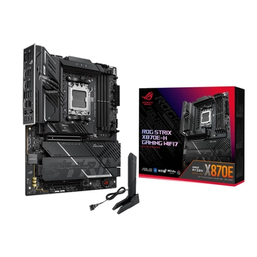 ASUS ROG STRIX X870E-H GAMING WIFI7, 4xDDR5, 4xM.2, DP, HDMI, Type-C, PCIe 5.0, Wi-Fi 7, Bluetooth v5.4, AM5 Soket GAMING Anakart