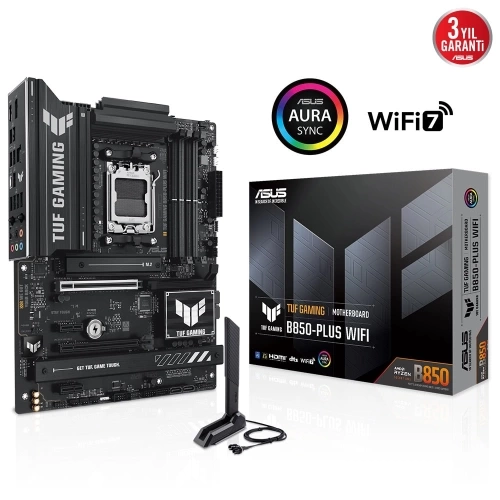 ASUS TUF GAMING B850-PLUS WIFI, 4xDDR5, 3x M.2, HDMI, DP, Type-C, Wi-Fi 7, Bluetooth v5.4, AM5 Soket GAMING Anakart
