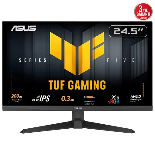 Asus Tuf Gamıng Vg259Q5a 24,5" 0.3ms, 200hz, Full Hd, Dp, 2xhdmı, Hoparlör, Ips Panel, Elmb Sync Premium, Gamıng Monitör