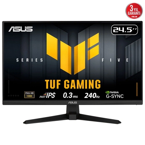 Asus Tuf Gamıng Vg259Qm5a 24,5" 0.3ms, 240hz, Full Hd, Dp, 2xhdmı, Hoparlör, Fast Ips Led, Elmb Sync Premium, Gamıng Monitör