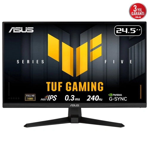ASUS TUF GAMING VG259QM5A 24,5" 0.3ms, 240Hz, Full HD, DP, 2xHDMI, Hoparlör, Fast IPS LED, ELMB Sync Premium, GAMING Monitör