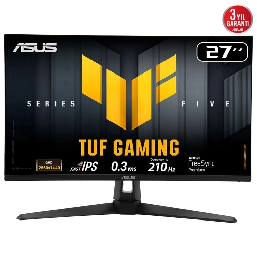 Asus Tuf Gamıng Vg27aQ5a 27" 0.3ms, 210hz, Qhd, Dp, 2xhdmı, Usb, Hoparlör, Fast Ips Led, Elmb Sync Premium, Gamıng Monitör