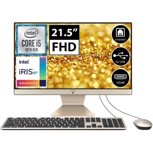 ASUS V222FAK-BA025M, i5-10210U, 21,5"  FHD Ekran, 8Gb DDR4 Ram, 256Gb SSD, Wi-Fi 5, Type-A, Paylaşımlı Ekran Kartı, Free Dos, All In One PC, (Gold/Siyah)