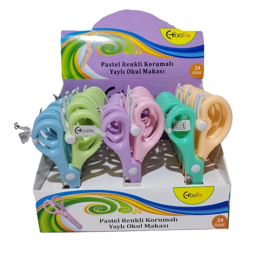 Bafix Okul Makası Korumalı Yaylı 13,5 Cm Pastel Renkli BFX-SA2050-M