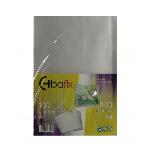 Bafix Poşet Dosya L Tipi A4 Şeffaf 90 Micron