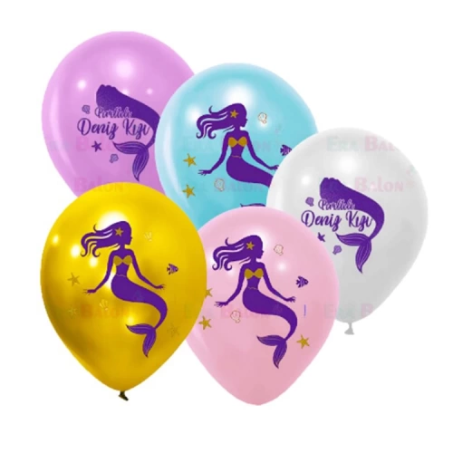 Balonevi Balon 3+1 Pırıltılı Deniz Kızı Baskılı 12