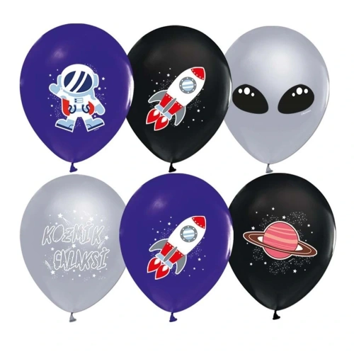 Balonevi Balon 4+1 Kozmik Galaksi Baskılı 12 8 Li