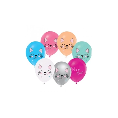 Balonevi Balon 4+1 Mıss Cat Baskılı 12  8 Li